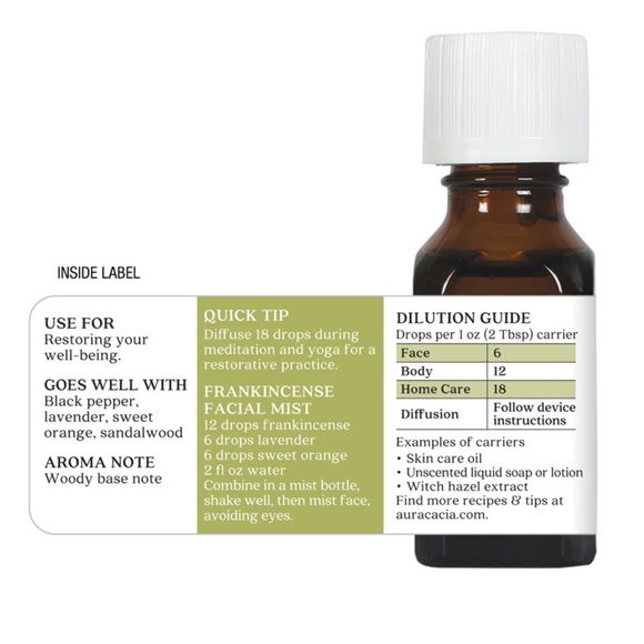 New AURA CACIA Frankincense ESSENTIAL OIL 0.5 FL. OZ - Picture 3 of 5
